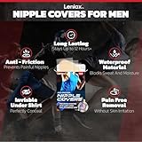 LENLAX Running Nipple Covers Men - 12 Hours+ Long Lasting, Strong Adhesive Nipple Tape - No Show Under Shirt - Mens Nipple Covers