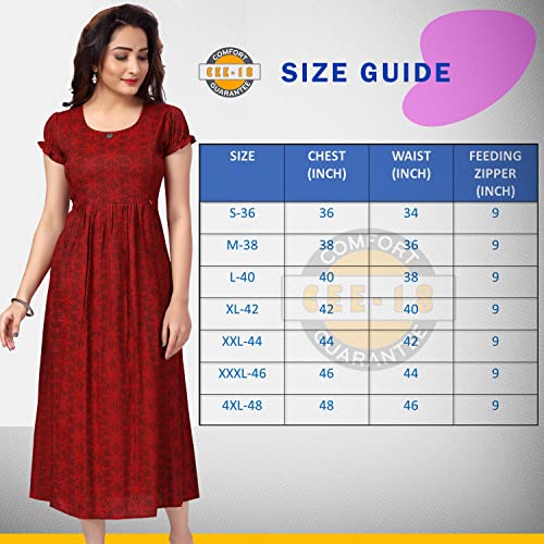 Image of CEE 18 Women's Maternity & Nursing Feeding Kurta | Side Feeding Zip | Soft Cotton Rayon | Pregnancy & Breastfeeding | S | Ruby Red