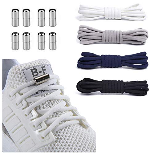 Booyckiy 4 Pairs No Tie Elastic Shoelaces for Adults and Kids