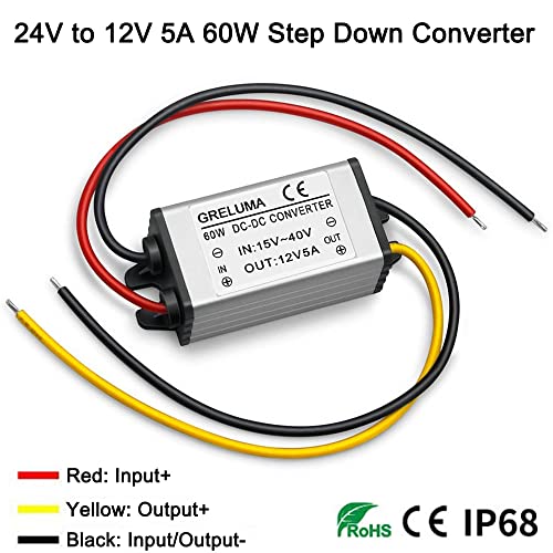 Greluma 1Pc DC 24v à 12v Convertisseur Abaisseur Réducteur Régulateur 5A 60W Adaptateur d'alimentation pour Système Solaire De Véhicule De Camion De Voiture Auto (Entrées DC 15-40V) – vue 2