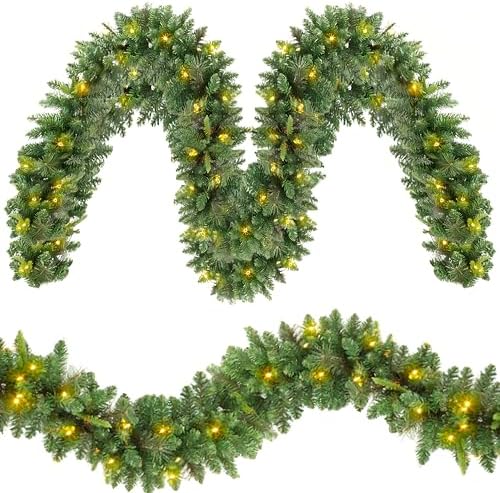 Gimisgu Weihnachtsgirlande 5m Mit 100 LEDs - Tannengirlande Mit Deko