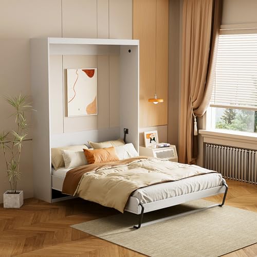 ROOMTEC Queen Size Murphy Wall Bed, White, Space-Saving Furniture Bed Frame for Bed Room,Guest Room,Home Office ROOMTEC Queen Size Murphy Wall Bed, White, Space-Saving Furniture Bed Frame for Bed Room,Guest Room,Home Office