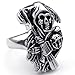 KONOV Stainless Steel Band Casted Grim Reaper Skull Biker Men's Ring, Size 11