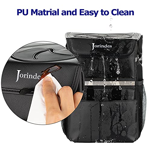 Car Trash Can-Pu Leather Car Garbage Can With Lid & Leak-Proof Liner, Easy-To-Install Car Accessories For Travel, Car Garbage Bag Hanging With Strap, Car Trash Bin For Any Cars, Auto Waster Container. #TOP1