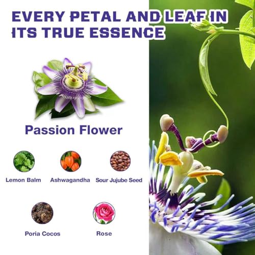 Image of VailHerbTea Passion Flower Tea Bags - 50 Count, Handcraft Herbal Tea for Relaxation & Sleep Support, Natural Formula w /Lemon Balm Ashwagandha Extract for Mood Balance - Caffeine-Free, Mild Taste Tea.