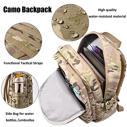 Wraifa Boys Backpack With Lunch Box Waterproof Kids School Bag Outdoor Travel Camping Daypack Camo Backpack For Boys Rucksack(Amy Green With Lunch Box, Small) #TOP3