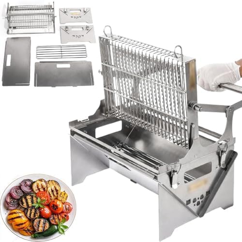 Griglia portatile a carbone con barbecue girevole a 360°, design regolabile per picnic all'aperto e feste in giardino