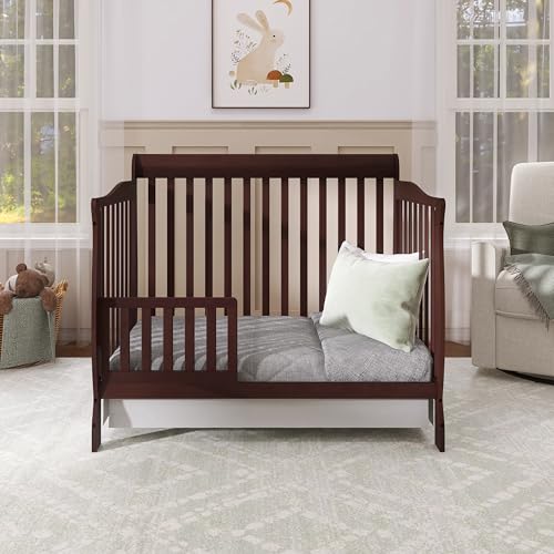 Image of Dream On Me Convertible Crib Toddler Guard Rail in Espresso, Converts Cribs to Toddler Beds, Solid Wood Construction