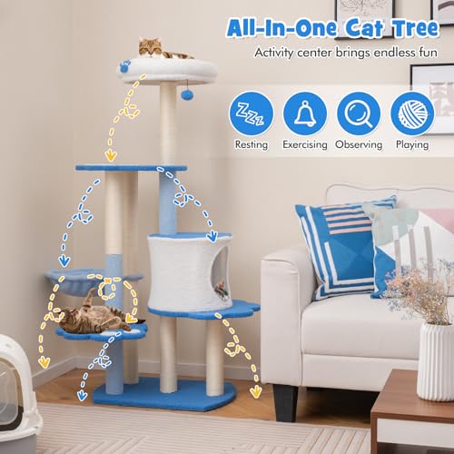 PETSITE Torre para Gatos 54 in Multi Nivel Azul miniatura 3