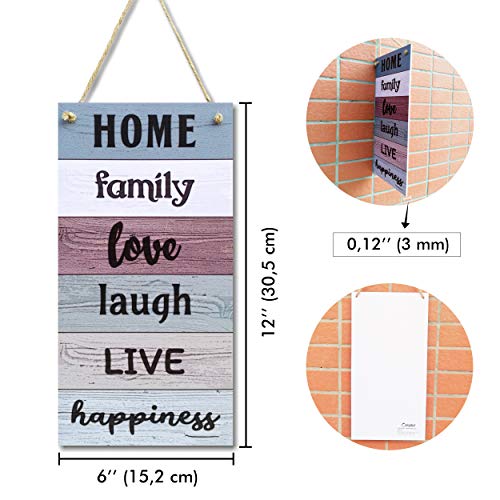 Carispibet Home, Family, Love, Laugh, Live, Happiness Home Signs House Decorative Plaques Wall Art Kitchen Signs House Decoration Welcome Signs 12" X 6" #TOP1