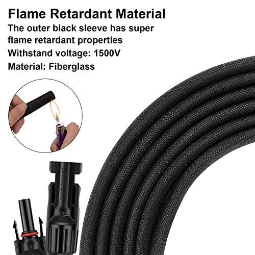 Image of 10FT 12AWG Solar Panel Extension Cable with Female and Male Connectors, Solar Cable for Solar Panels, Charge Controllers and Solar Generator (12AWG, 10FT)