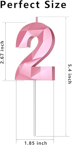 Miniatura 220 de Velas de cumpleaños con número (4 velas rojas) 3D con forma de diamante número Happy Birthday Cake Velas para fiesta de cumpleaños, boda, decoración