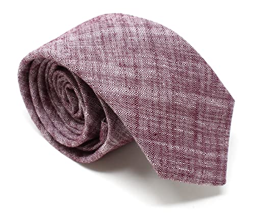 Image of Men's Chambray Cotton Skinny Necktie Tie Textured Distressed Style - 2.5 inch Width
