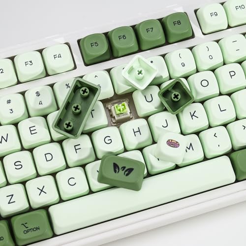 Image of KBDiy Matcha Keycaps Set, 143 Keys Green Dye-Sublimation PBT Keycaps, KOA Profile Cute Custom Keycaps, for 60% 75% 100% Cherry Gateron MX Switches Mechanical Keyboards