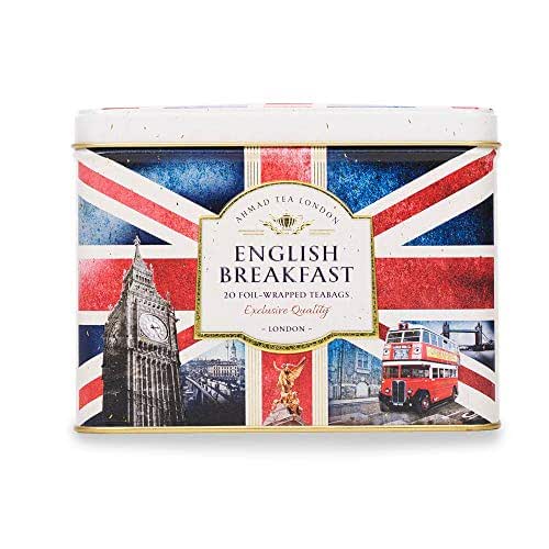 Ahmad Tea Black Tea, Nostalgic Britain Metal Caddy, English Breakfast