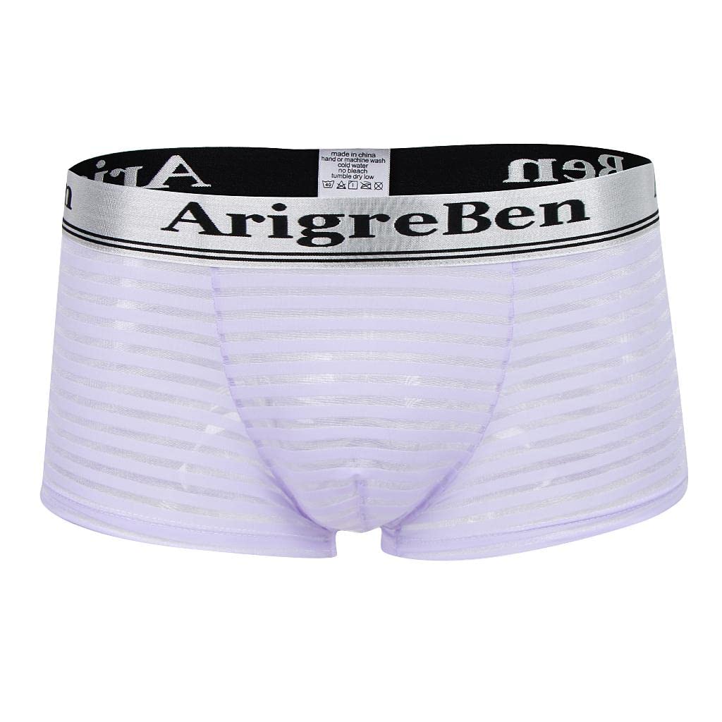 Men's Breathable Mesh Stripe Low Waist Boxer Briefs Underwear Shorts L Purple|Clothing Shoes & Accessories | Mens Clothing | Underwear-image-23