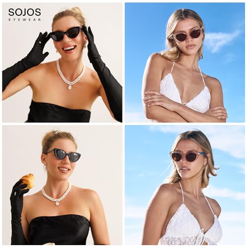 Image of SOJOS Acetate Cat Eye Sunglasses Women Handmade Polarized Retro Lightweight Fashion 90s Style UV400 Sunnies, Lola