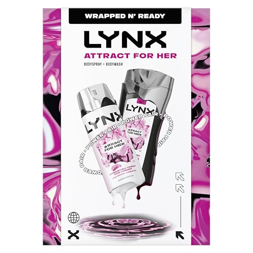 Lynx Attract for Her Gift Set- 50ml Body Spray & 225ml Body Wash Fresh Fragrance Duo Feminine Scent Great for Gifting or Everyday Use