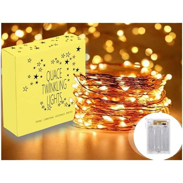 Quace Copper String Led Light 3M 30 LED Battery Powered Wire Decorative Fairy Lights – Warm White