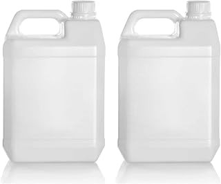 Acan Tradineur – Pack de 2 Garrafas de plástico translúcido Apto para Uso alimentario, bidón, Tangue, Jarra, Ideal para almacenar y Transportar Agua, Bebidas, líquidos (5 litros)