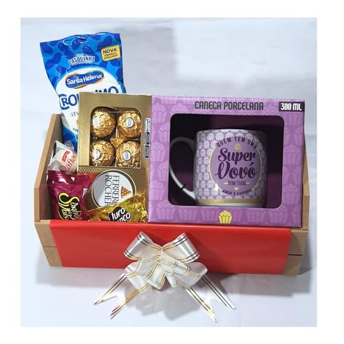Cesta De Presente Super Vovó Com Caneca E Chocolates