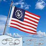Affordura US Yacht Ensign Boat Flag 12x 18 inch Nautical Flag with 4 Boat Flag Clips (0.8-1.4 in)...