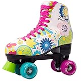 STMAX Roller Skates for Women and Girls Quad Derby 4 Wheels Light Rink Classic Skate Blades for Kids Youth & Adults Skating Shoes Patines para niñas y Mujer Outdoor Floral Size 9 Women 7 Youth