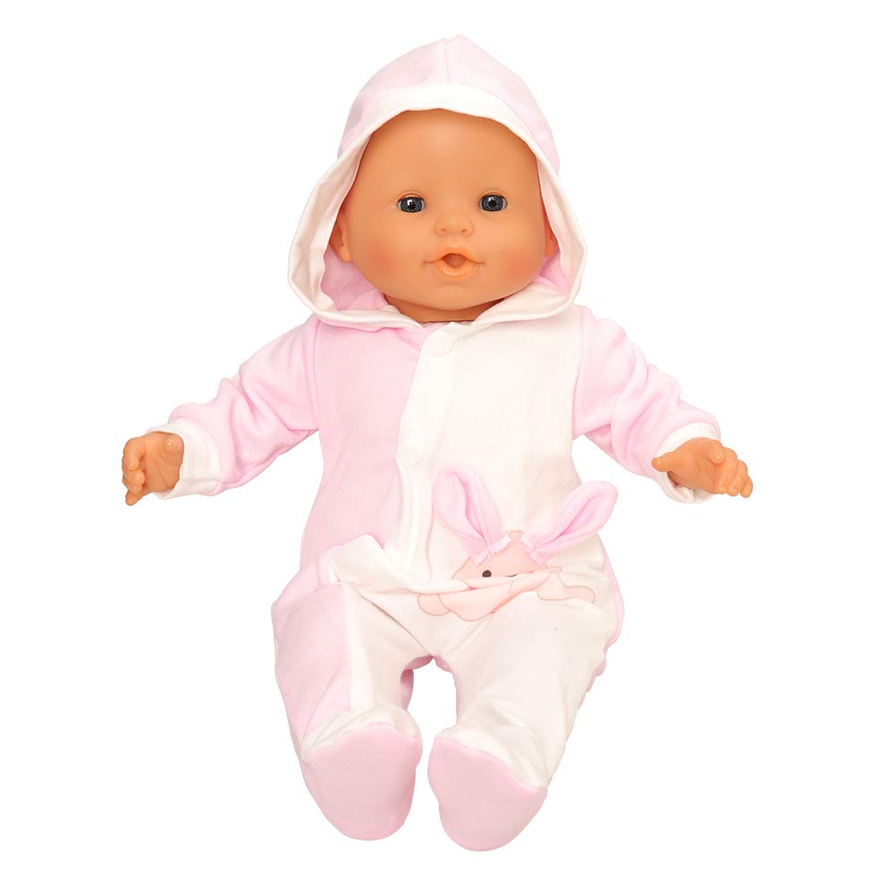 Conjunto de ropa de muñeca de bebé, mameluco con capucha de conejo para muñecas de 14 a 16 pulgadas, conjunto de ropa casual diario hecho a mano 4