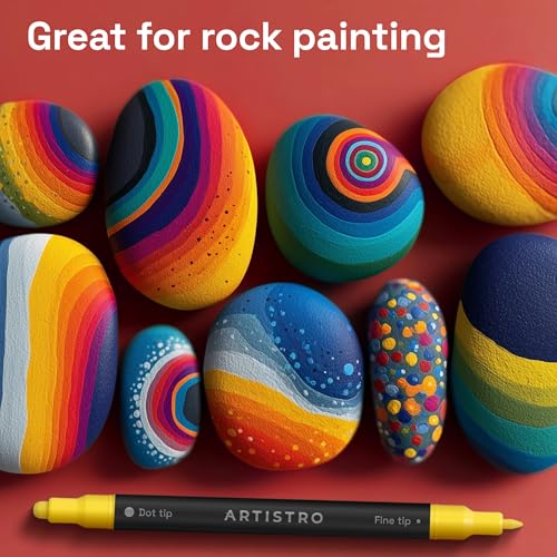 ARTISTRO 72 Precision Dual-Tip Acrylic Paint Markers – Paint Pens Set with Dot & Fine Tips for Fabric, Rock, Glass, Wood, Coloring Books – Arts & Crafts Gift – Classroom Must Haves & School Supplies - Image 8