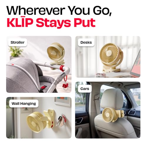 Image of NUUK KLĪP Rechargeable Clip Fan | 3000mAh Battery | Up to 8 hrs Runtime | Super - silent BLDC Motor | 4 Speed Modes | 360 Manual Head Rotation | Strong 0-55mm Clamp | Type-C Charging