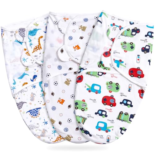 Image of Bubble bear Baby Swaddle Blankets for Baby Boy Girl 0-3 Months,Hypoallergenic Skin-Friendly Swaddle,Cute Little Soccer Ball, Dinosaur, Adjustable Newborn Sleep Sack, 3 Pack