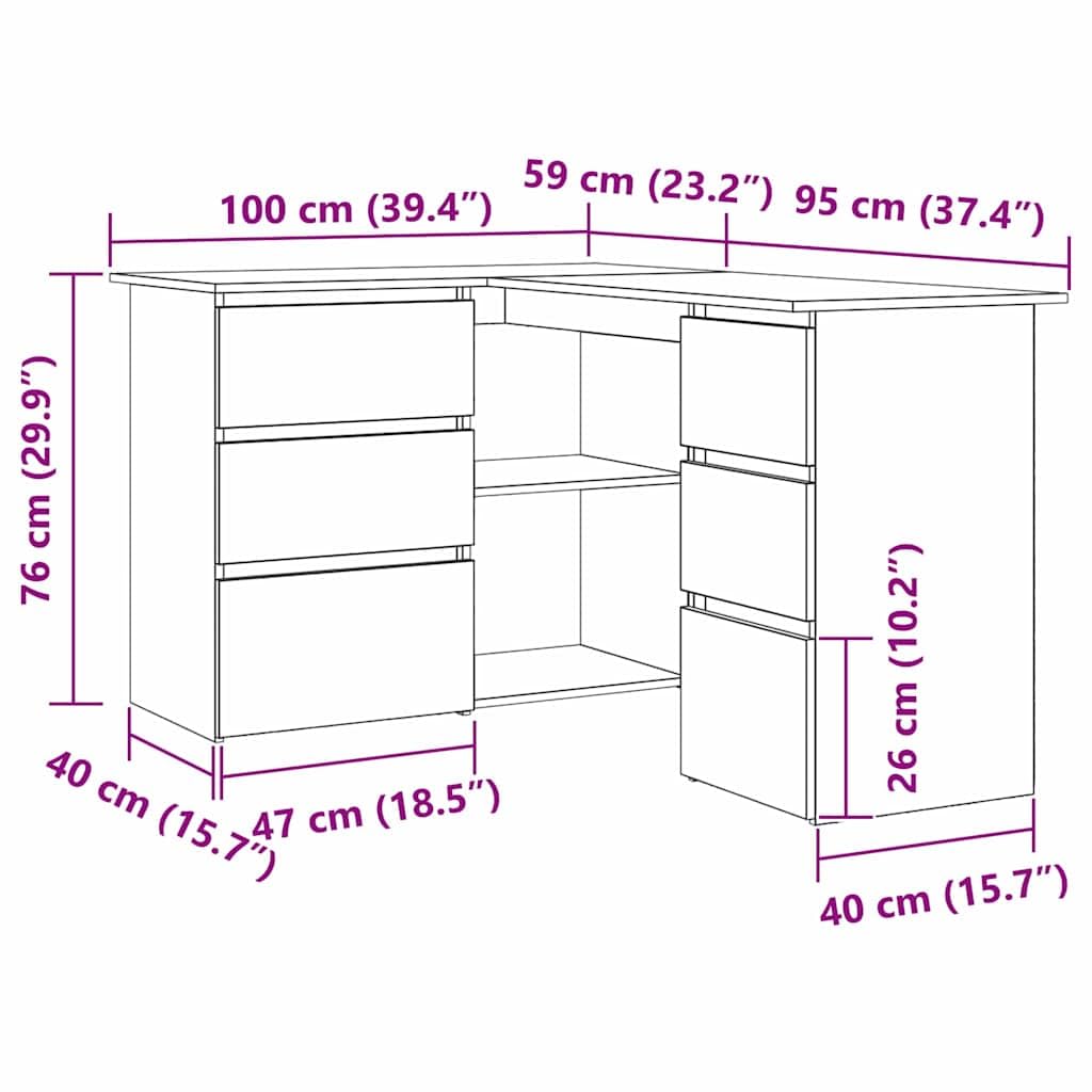 Scrivania da lavoro per computer, scrivania da ufficio, segretario con scaffale, nero, effetto rovere, 145 x 100 x 76 cm, per casa, ufficio, studio, appartamento