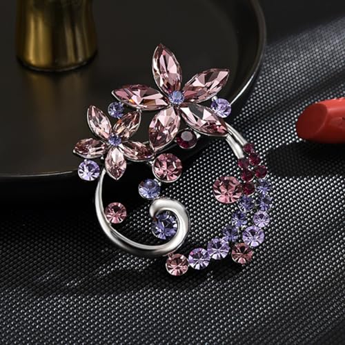 Image of Flower Brooch Pin - Rhinestone Flower Pin 18k Gold Plated - Thanksgiving Day, Birthday, Wedding Gifts for Mom, Wife