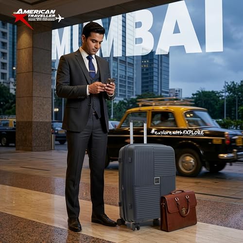 Image of AMERICAN TRAVELLER Explore Luggage Trolley Bags Single | Small (20) | Polypropylene Durable Hard Shell | TSA Type Lock | 360 Disc Spinner Wheels | Expandable Suitcase | Telescopic Handle.
