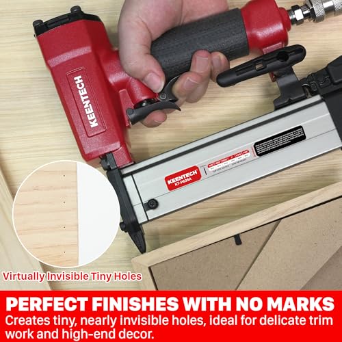 Image of KEENTECH Pneumatic Pin Nailer 23 Gauge, Pin Nail Gun with 2160pcs 1 /2 inch to 1-3 /8 inch Pin Nails, Headless Air Micro Pinner with Dual Safety Trigger for Cabinets, Interior Decoration, Windows, Crafts