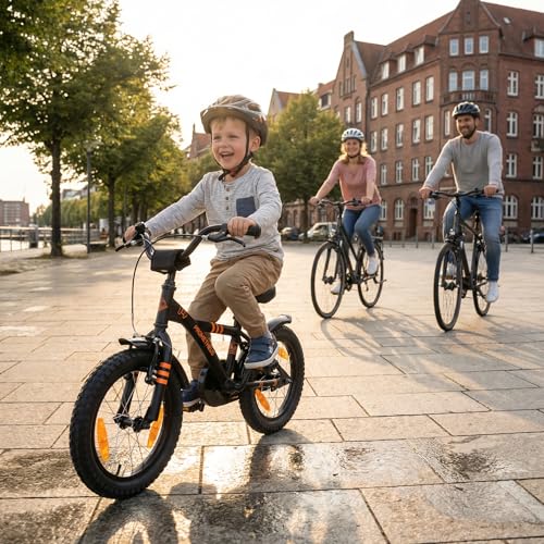 Miniatura 2 de Prometheus Bicycles Bicicleta Niño 4 Años Bicicleta Niña 4-6 Años 14 Pulgadas Bici Niños - Infantil Con Pedales Ruedines Y Freno Contrapedal Negro Mate