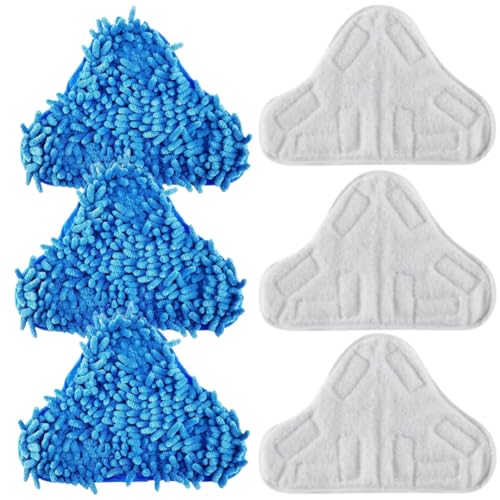 MEETOZ H2O Steam Mop X5,6pcs 3 x Microfibre Pads + 3 x Coral Microfibre Pads,Compatible for H20 Replacement Washable