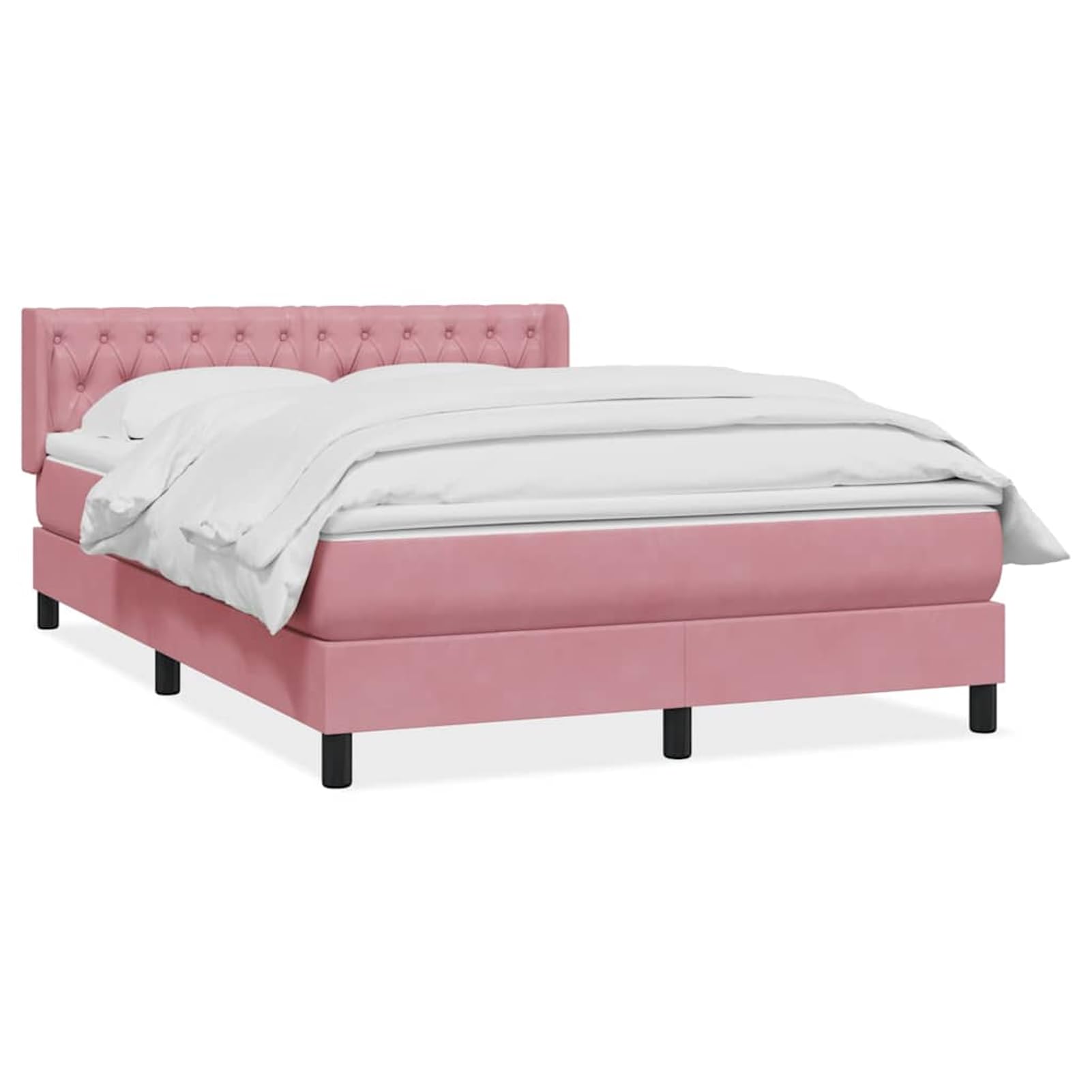 ATOMSTACK MAKER Letto a molle, rosa, 140 x 220 cm, con materasso a molle insacchettate, testiera in velluto regolabile in altezza, coprimaterasso traspirante e lavabile, per camera da letto e camera