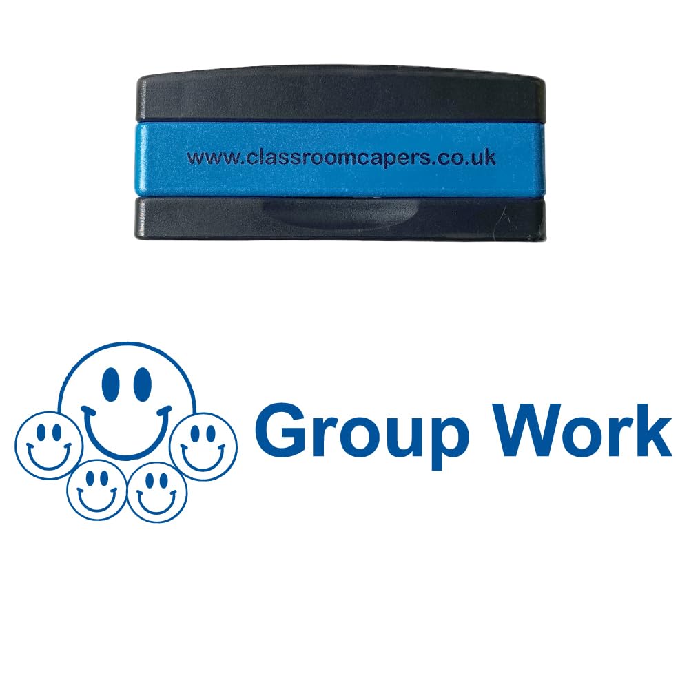 Classroom Capers Blue Group Work Self-Inking, Stakable Teacher Stamps, Pre-Inked For Feedback Marking. Ink