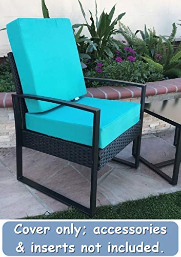 Cozylounge Indoor Outdoor Water Repellent High Uv Resistant Patio Chair Cushion Cover (22"X20"X4" (4 Covers), Serenity Teal) #TOP3