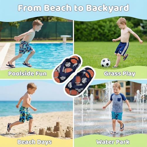 Image of Boys Girls Strap Flip Flops Sandals Cute Cartoon Unicorn Shark Toddler Flip Flop Kids Pool Beach Flat Slide Summer Water Shoes