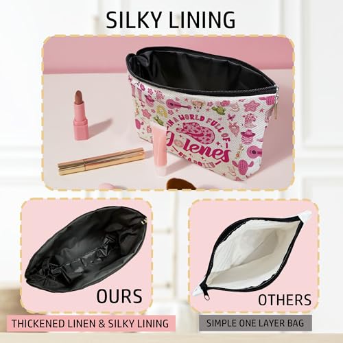 Pink Cowgirls Makeup Bag, Country Music Lover Gift Silky Lining Cosmetic Pouch, Western Country Pink Dolly Theme Gift for Women Country Music Fans3