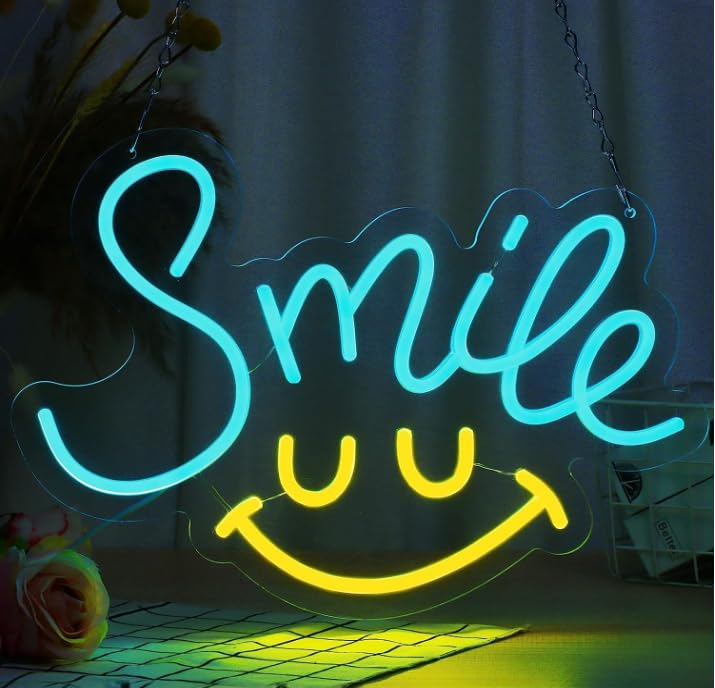 SG Print Smiley Face Neon Sign, Wall Decor Smile Neon LightNeon Lights Signs for Bedroom Kids Room Bar Wedding Party Decoration-image-33