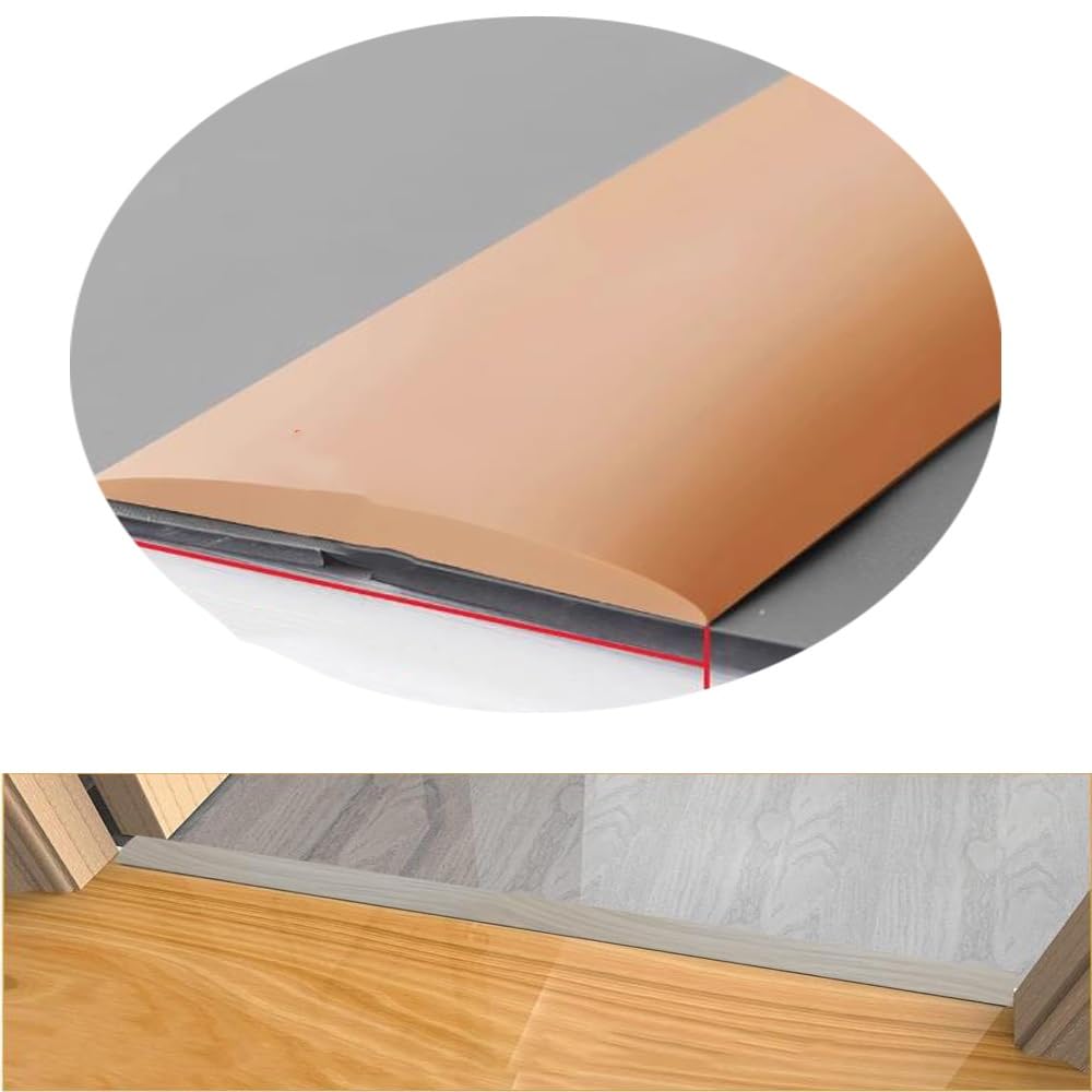 Luysmengeu Brown Pvc Floor Transition Strip Self Adhesive, Flexible Threshold Strip 2In Waterproof Edging Trim Flat Divider Strips For Joining Floor Gaps