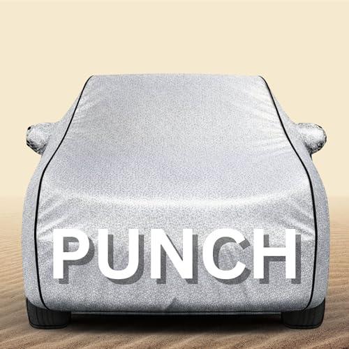 Image of 100% Waterproof Punch Car Cover Heavy Duty - Premium Polyester Car Body Cover, All Weather Outdoor Protection, UV Resistant, Dustproof, Windproof, Heat Resistant, Scratch Resistant (Silver)