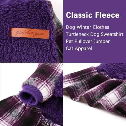 Image of Dog Sweater Dog Clothes for Small Dogs Boy Girl Fall Puppy Dress Warm Fleece Chihuahua Yorkie Teacup Doggie Sweaters Dresses Doggy Sweater for Small Dogs Girl Cat Outfit, Purple, XS