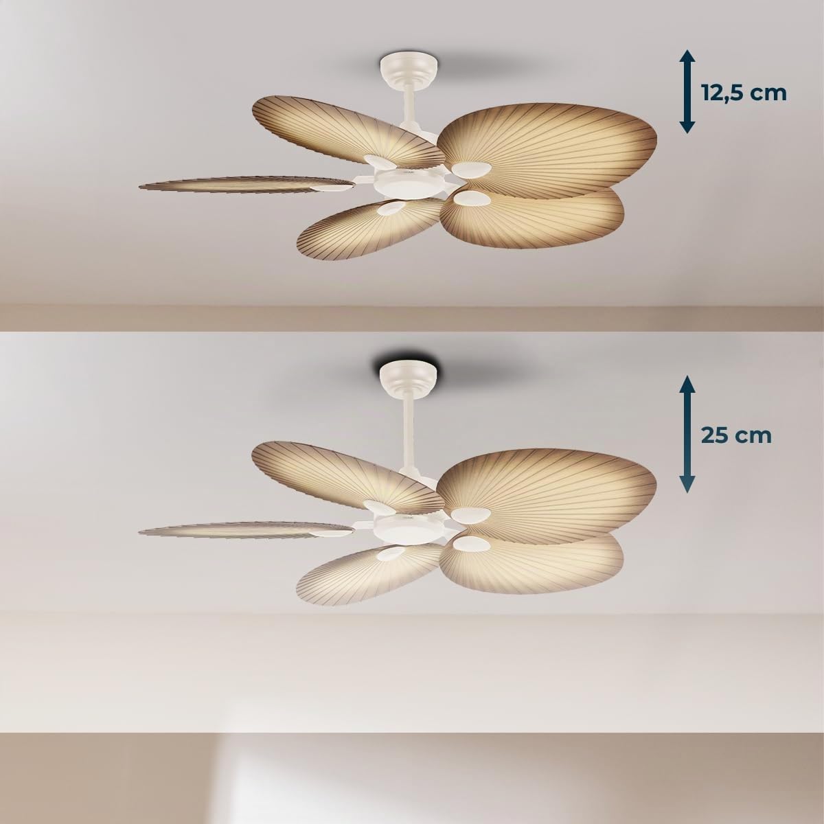 Cecotec - Ventilatori da Soffitto EnergySilence Aero 5200 Palm - 36 W, Diametro 132 cm, Telecomando, Timer Fino a 8 Ore, 6 Velocità, 5 Pale, Estate/Inverno, Design Regolabile