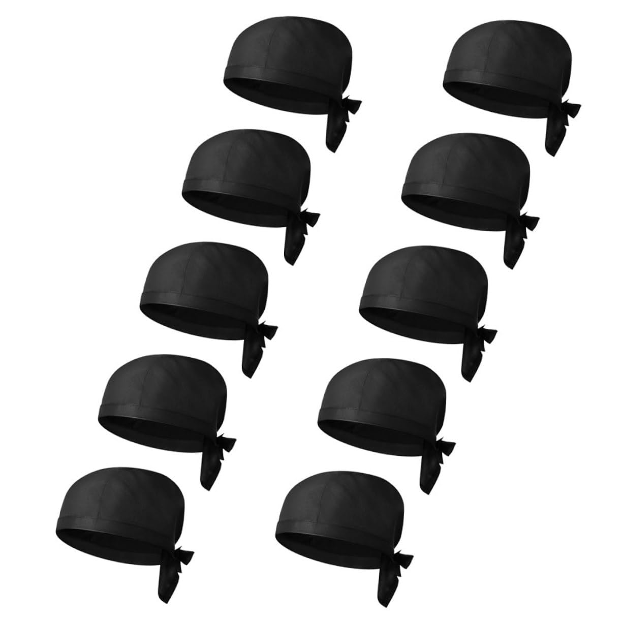 IMIKEYA Cappello da Cuoco Piatto Nero 10 Pezzi in Cotone Unisex