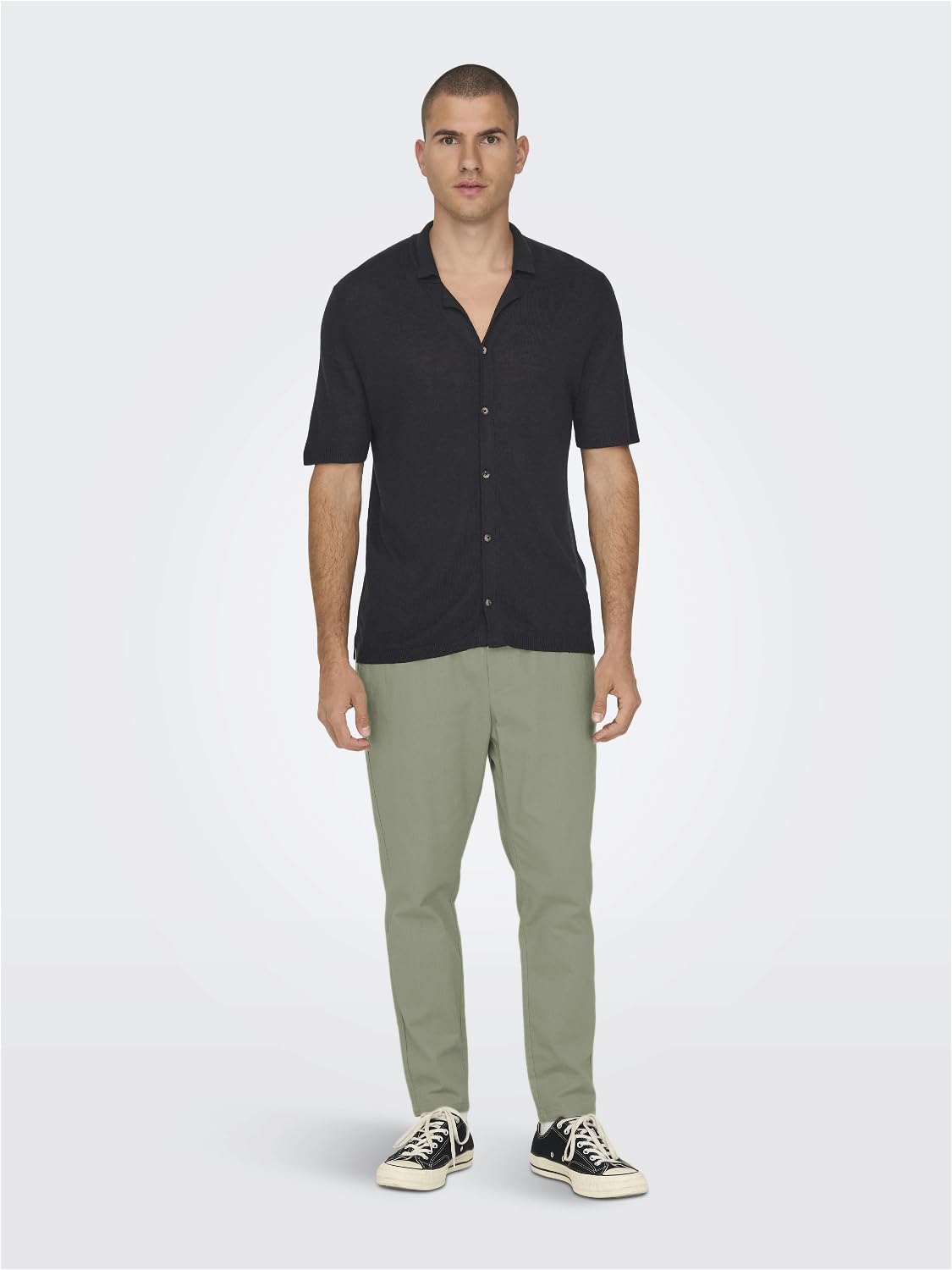 Uomo O&S Pantaloni Rilassati in Tessuto Comodi in Lino e Cotone Pantaloni ONSLINUS da Uomo con Coulisse