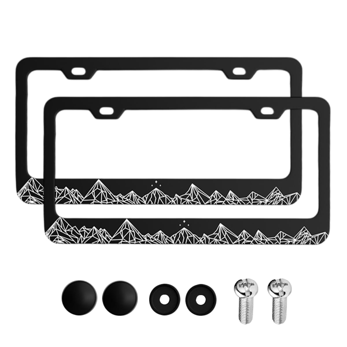 Mandark 2 PCS Mountain Car License Plate Frame, Aluminum Automotive Plate Bracket Holders with Screws, Rustproof US Standard Vehicle Front Back